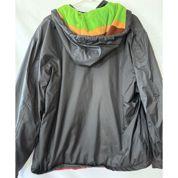 Burger King Employee Nylon Jacket Men's Large Black Fleece Lined Full Zip Hooded - Picture 4 of 6